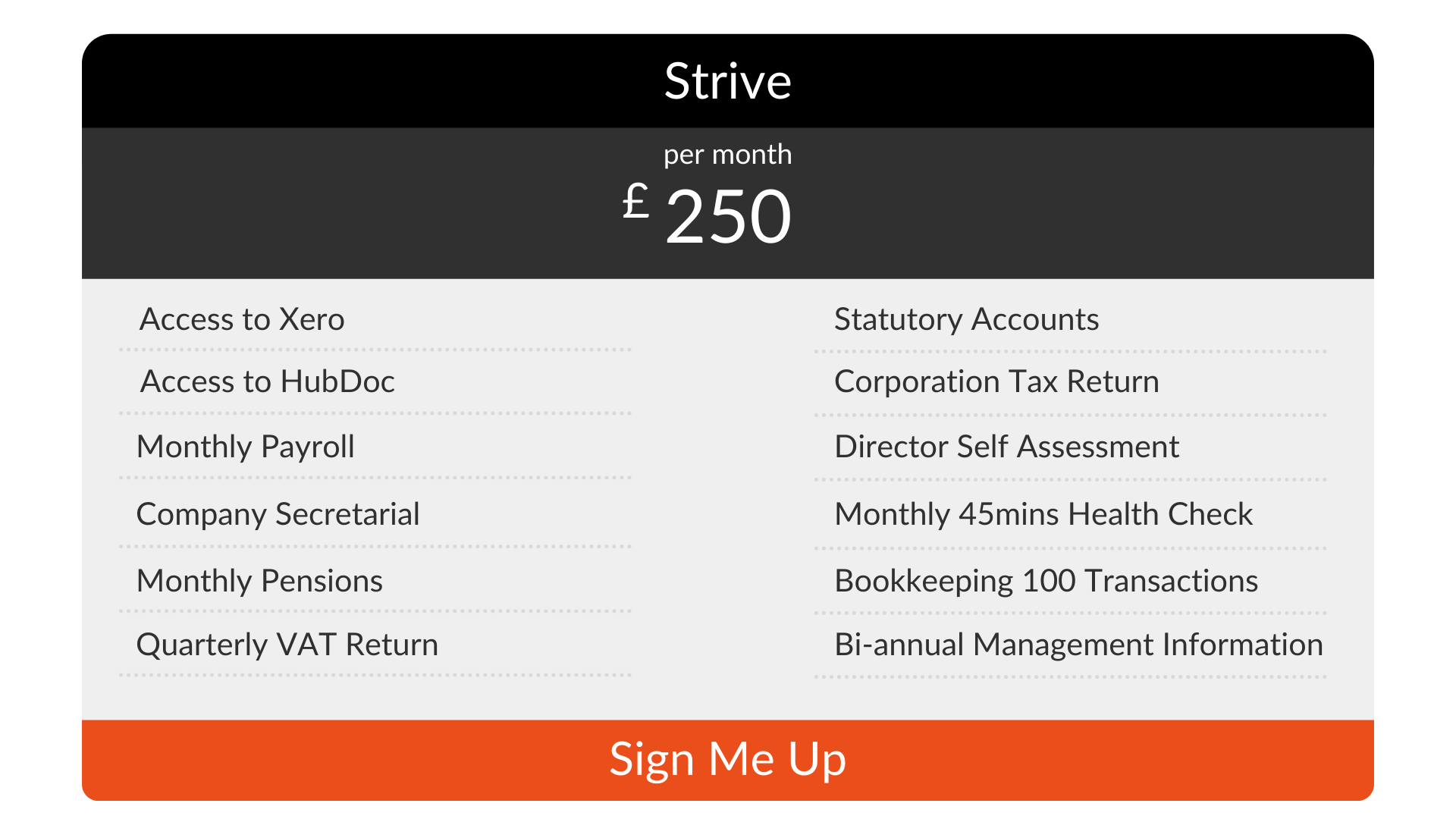 Strive Pricing Plan Accounting Services